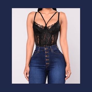 Fashion Nova black lace teddy